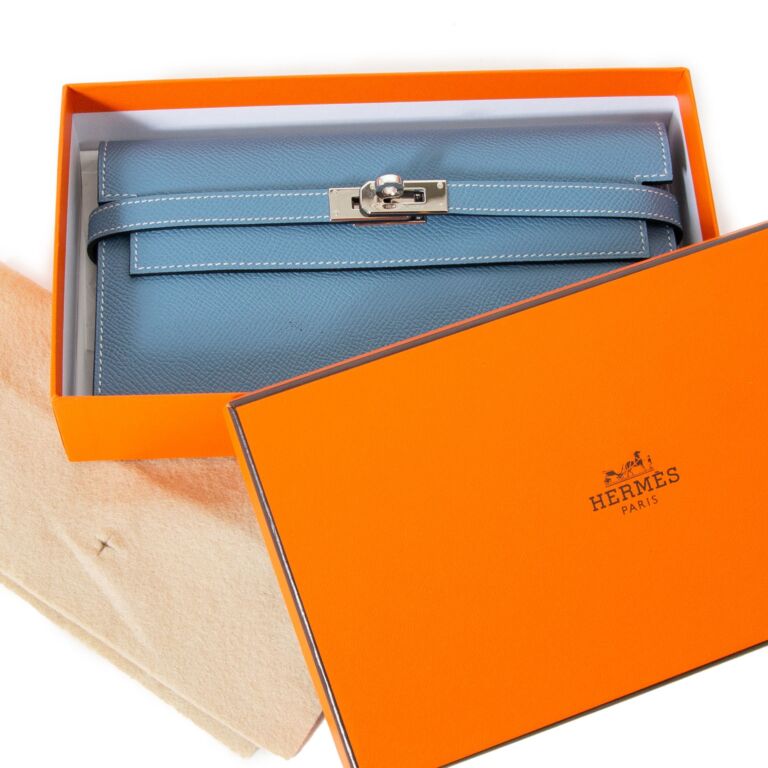 HERMES] Hermes Bean long wallet Vo Epson Blue Jean Light Blue □ J