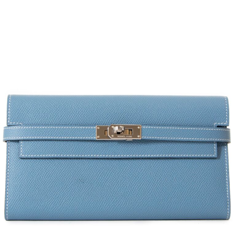 Hermes Kelly Wallet Blue Jean Veau Epsom ○ Labellov ○ Buy and