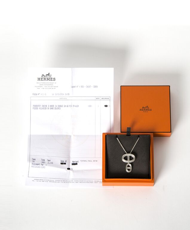 Hermès Chaine D'Ancre 24 Silver Pendant Necklace ○ Labellov
