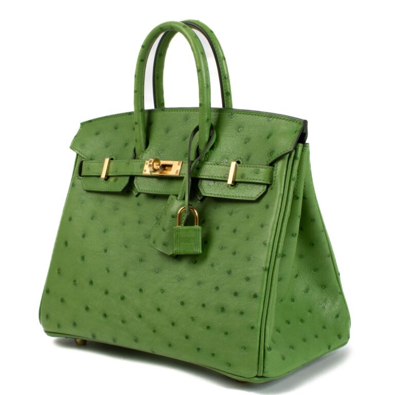 Hermès Birkin 25 Vert Yucca Ostrich GHW ○ Labellov ○ Buy