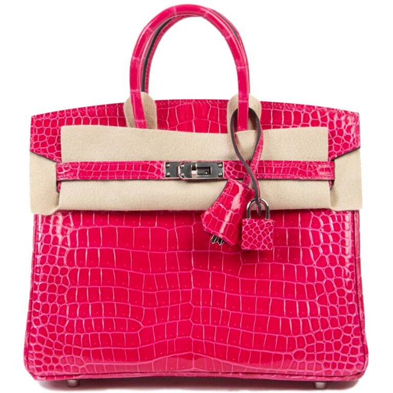 Birkin 25 Rose Mexiko Crocodile Porosus Lisse