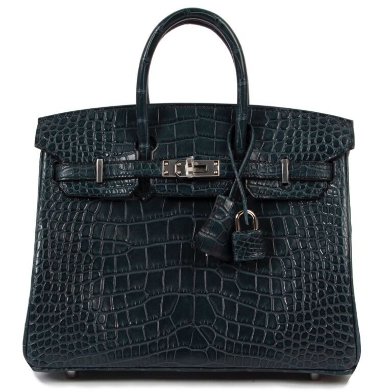 Herm s Birkin 25 Vert Rousseau Matte Alligator Mississippi PHW