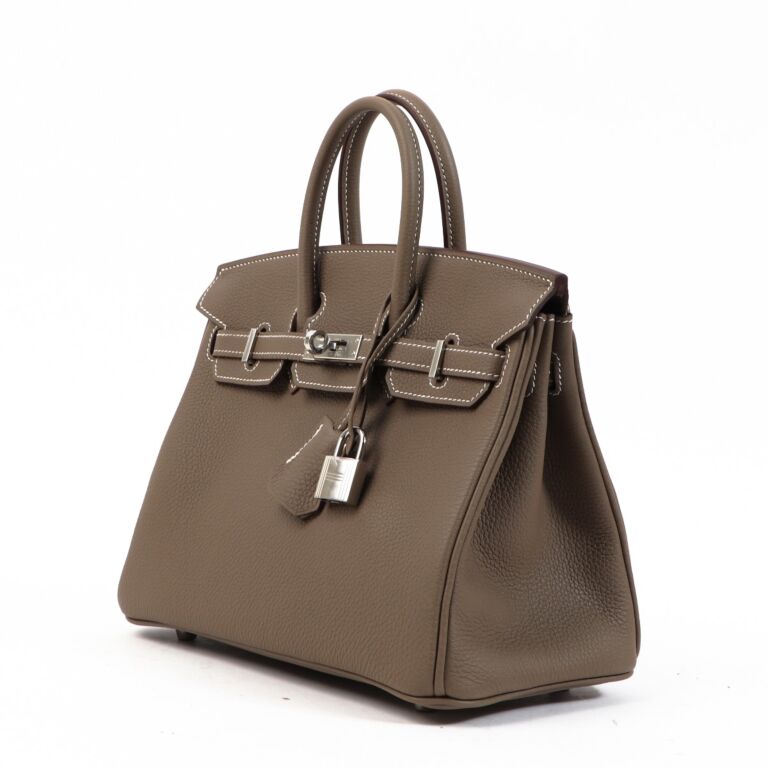 Hermes Birkin 25 Etoupe Swift Palladium Hardware #C - Vendome