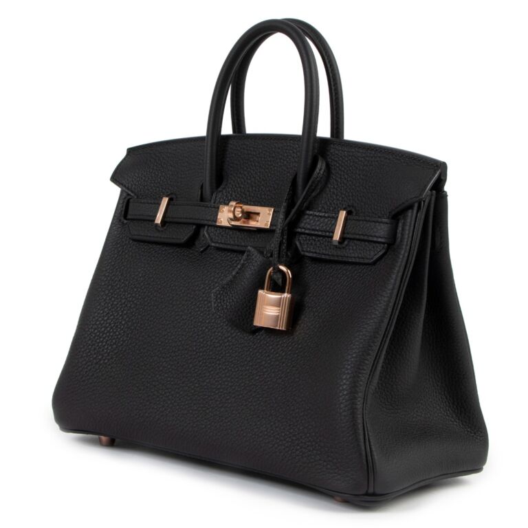 Herm s Birkin 25 Black Togo Rose Gold Hardware Labellov Buy