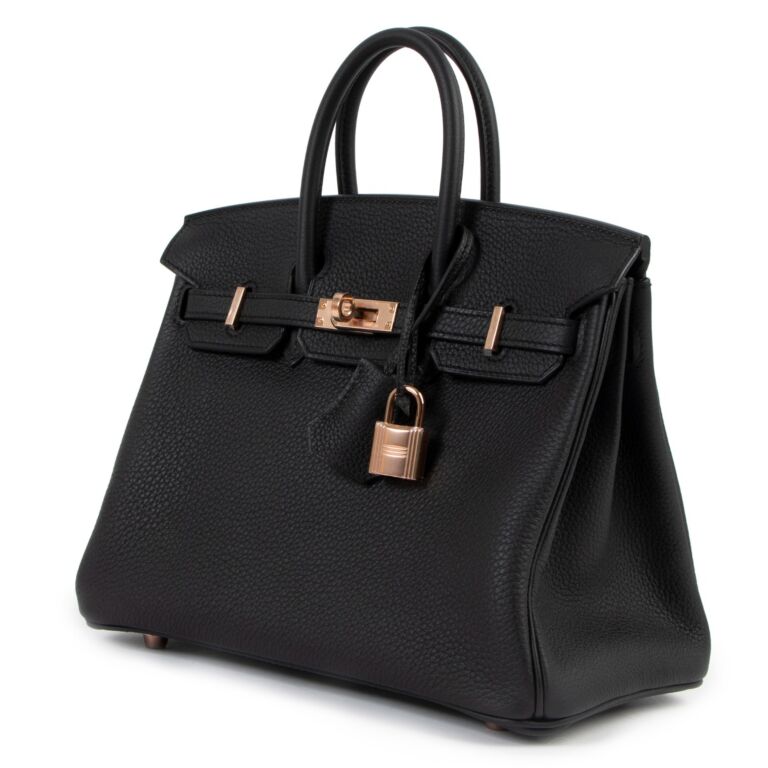 Hermes Birkin 25 Noir (Black) Togo Rose Gold Hardware - Vendome Monte Carlo