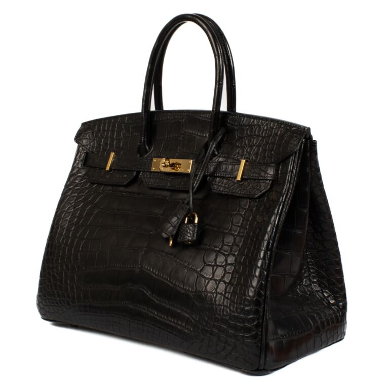 Hermes Birkin 35 Black Mat Alligator Labellov Buy and Sell Authentic Luxury