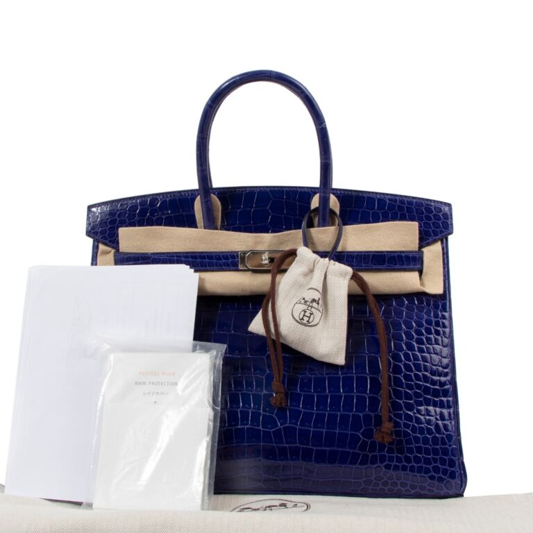 Hermès Birkin 35 Porosus Crocodile Bleu Electrique - Palladium