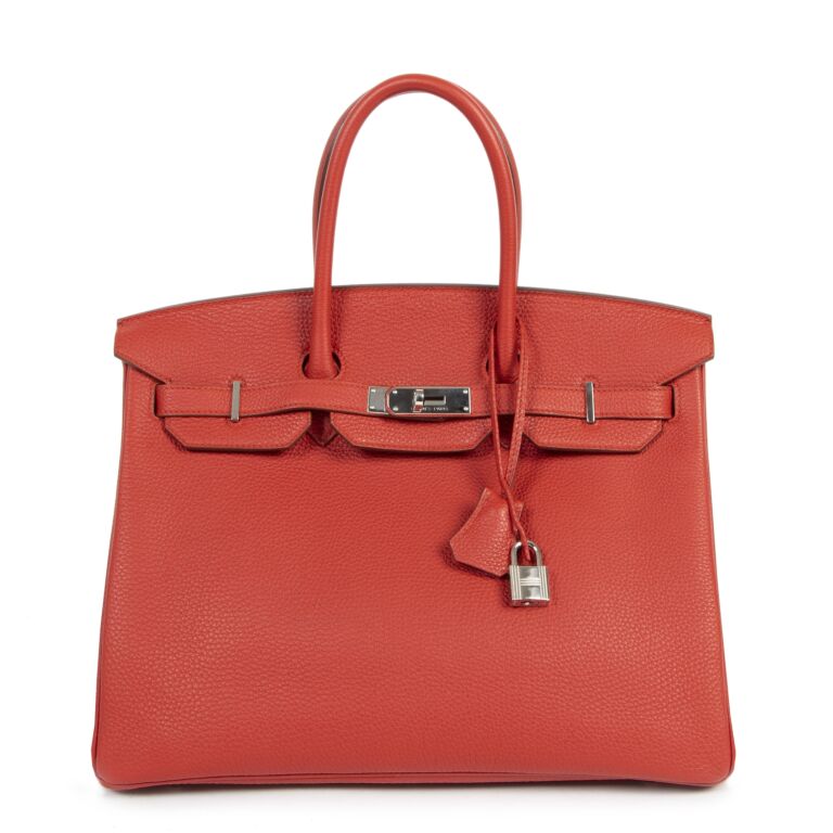 Herm s Birkin 35 Togo Rouge Vermillon PHW Labellov Buy and