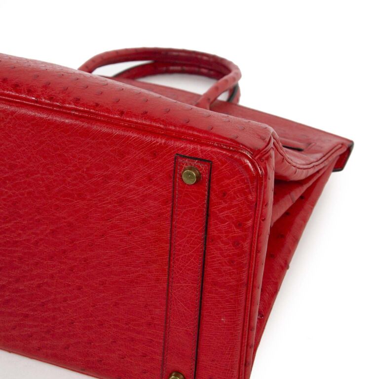 Hermes Birkin Bag 30cm Bougainvillea Red Ostrich Skin PHW - 100