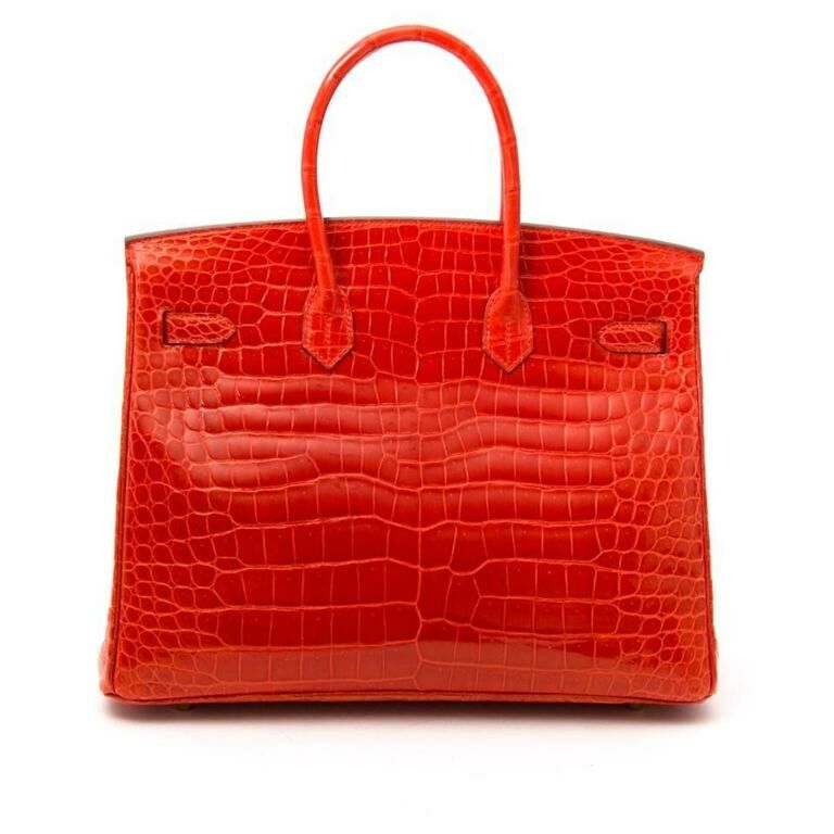 Herm s Birkin 35 Orange Poppy Crocodile Porosus Lisse GHW