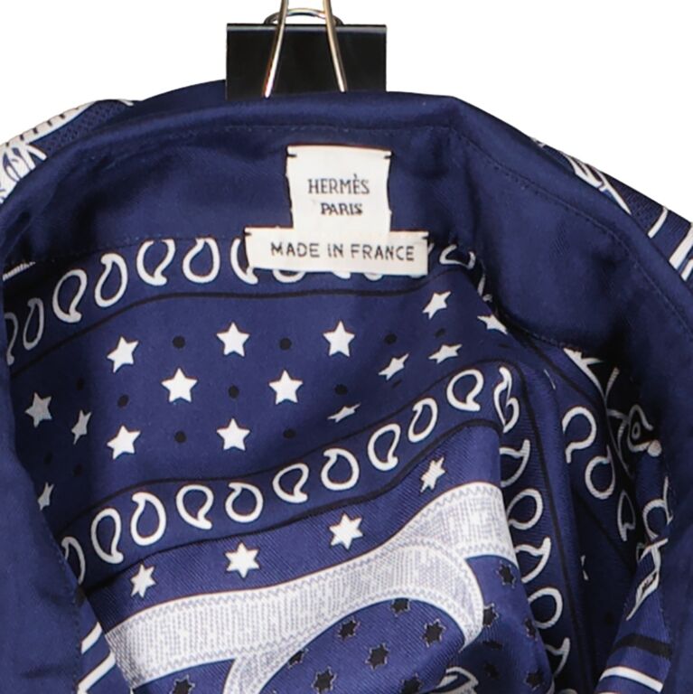Hermès Blue Silk Western Print Shirt ○ Labellov ○ Buy and