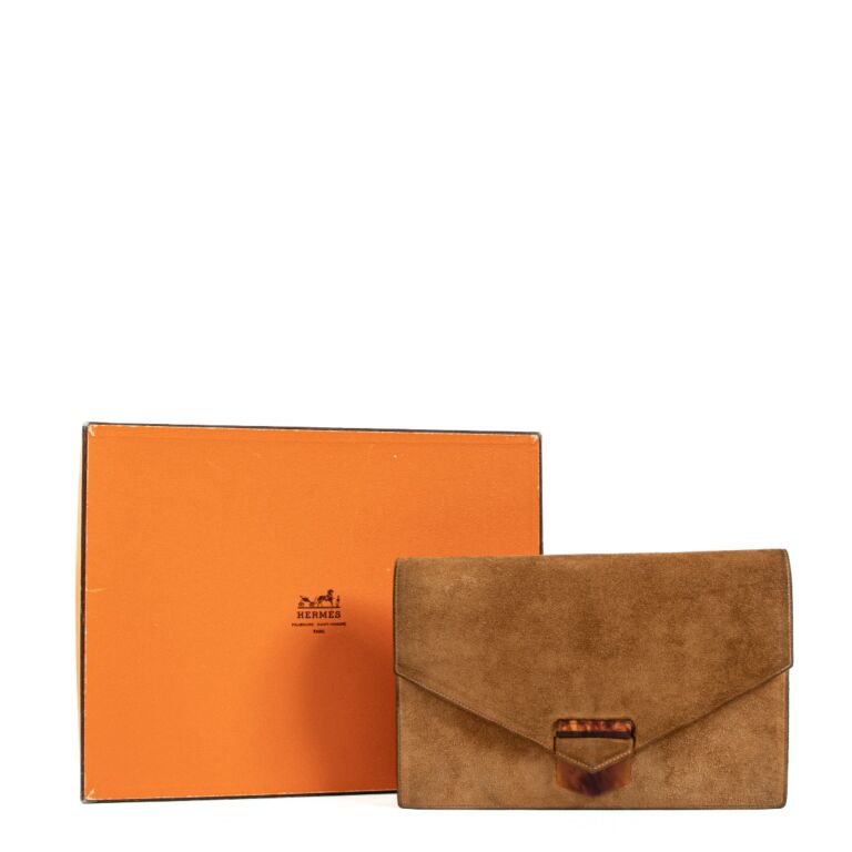Herm s Pan Natural Doblis Suede Vintage Clutch Labellov Buy