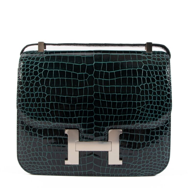 Hermès Constance 24 Vert Rousseau Crocodile Porosus PHW