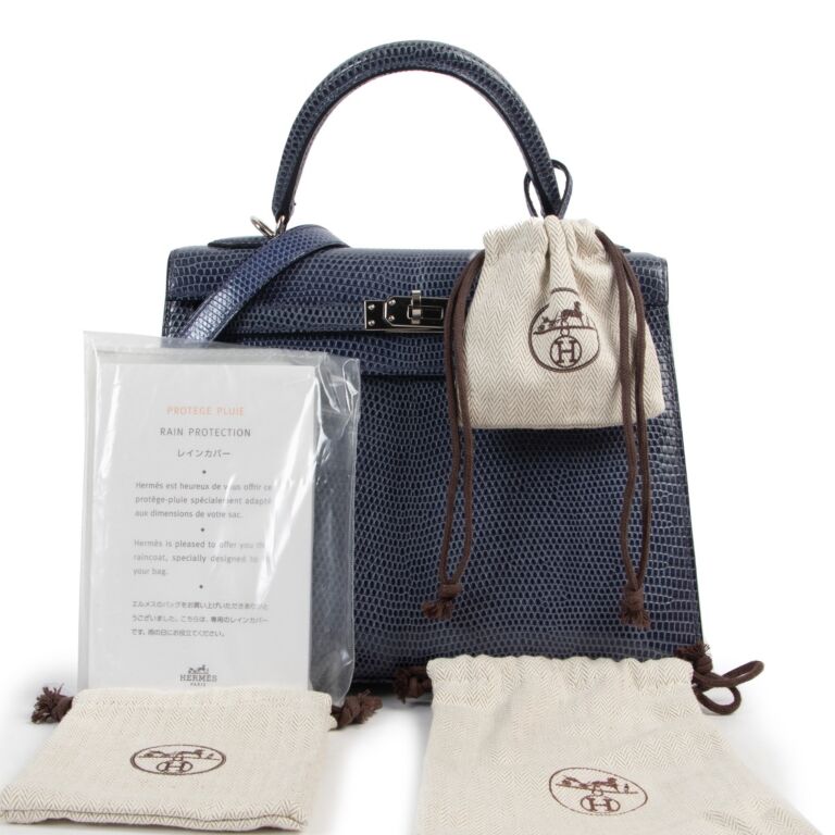 Hermès Blue Brighton Lizard Kelly 25 PHW ○ Labellov ○ Buy