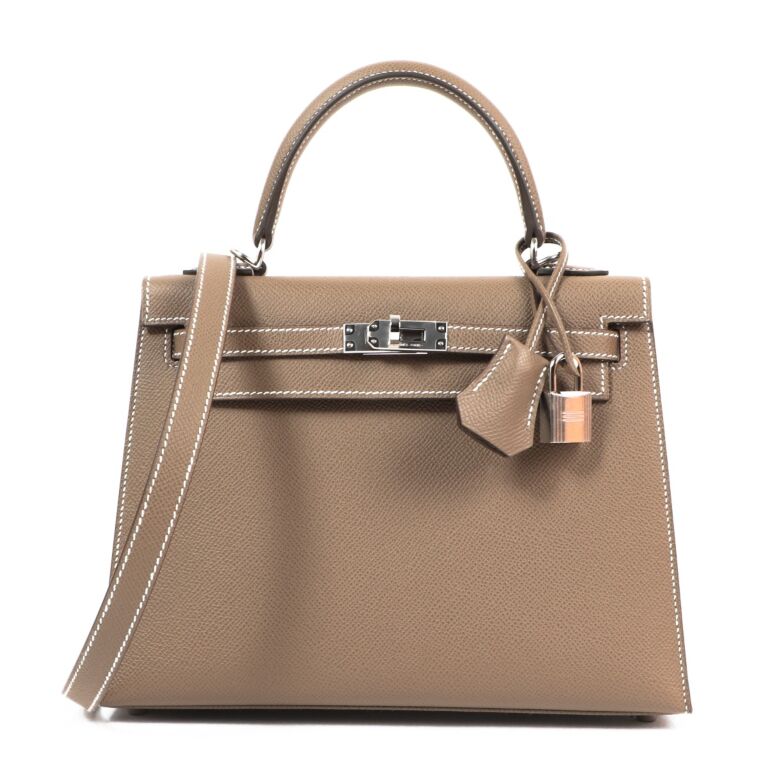 Hermes Kelly 25 Epsom Etoupe Palladium Hardware