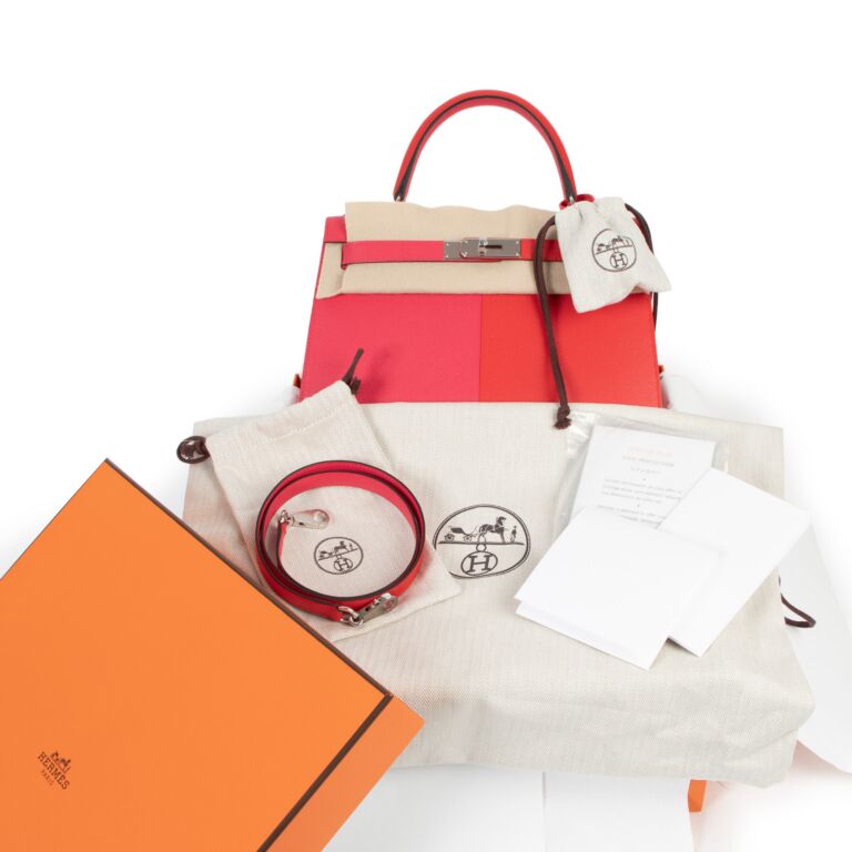 Hermes Kelly Casaque bag mini Sellier Rouge coeur/Rose extreme