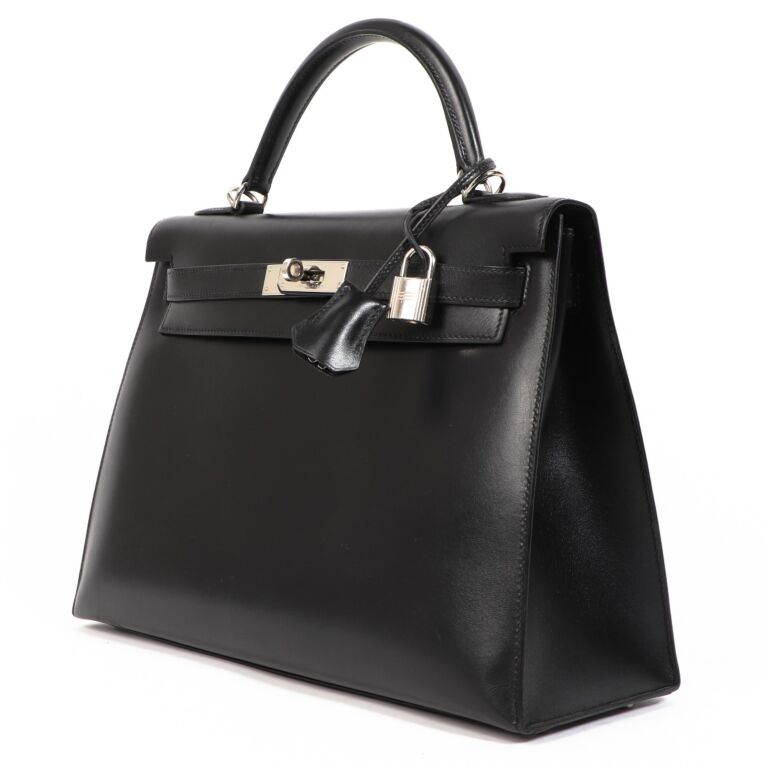 Hermès Kelly 32 Black Box Palladium Hardware ○ Labellov