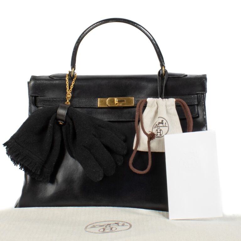 Herm s Vintage Kelly 35 Black Box GHW Labellov Buy and Sell
