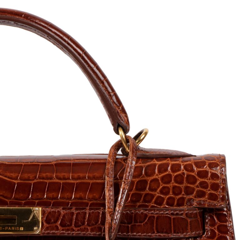 Herm s Vintage Kelly 32 Shiny Crocodile Porosus Miel GHW