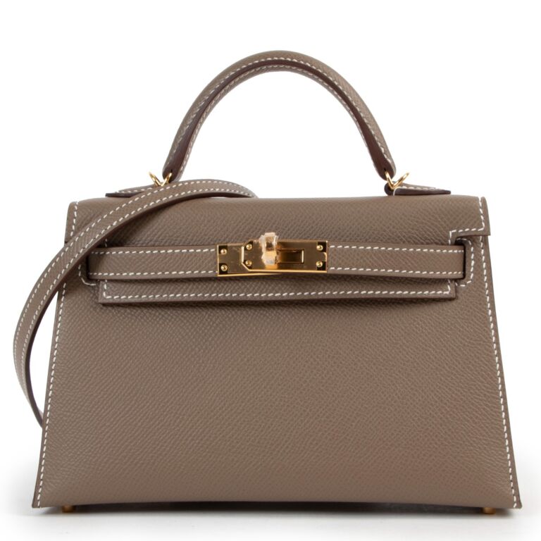 Hermes Kelly Mini II Sellier Etoupe Epsom GHW Labellov Buy and Sell Authentic Luxury