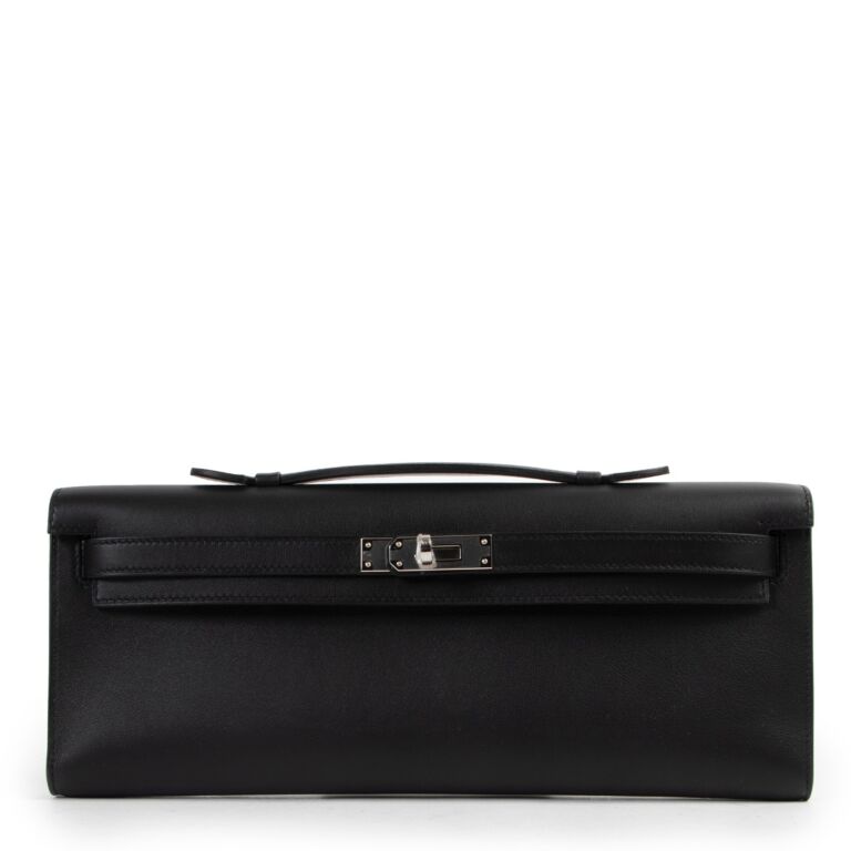 Herm s Kelly Cut Pochette Black Swift PHW Labellov Buy and