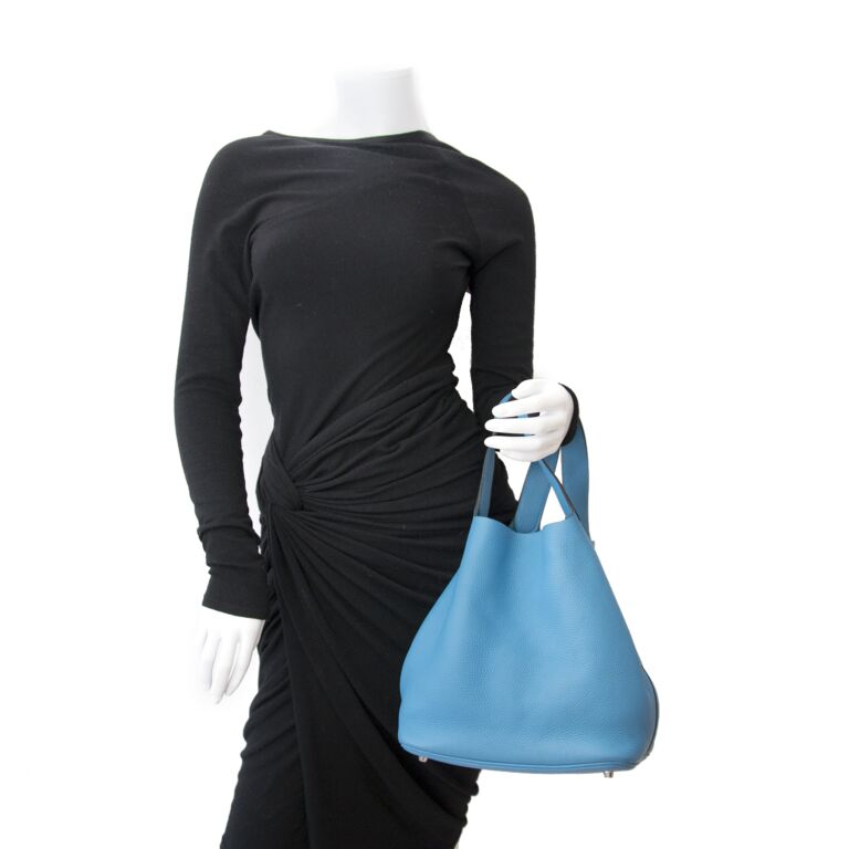 Hermes Picotin 26 Taurillon Clemence Veau Swift Tiffany Blue Handbag