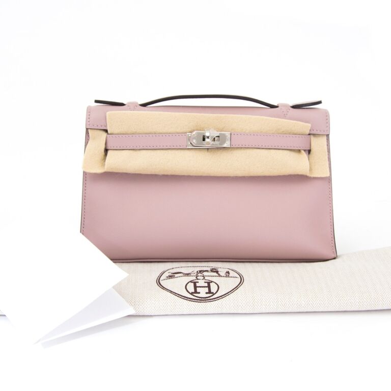 Brand New Hermes Kelly Pochette Bag Mini Swift Glycine ○ Labellov ○ Buy and  Sell Authentic Luxury