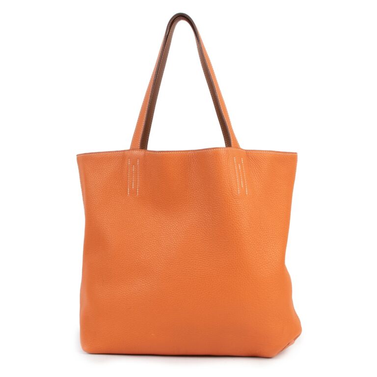 HERMES☆トートバッグ Hermès Double Sens 45 Gold/Orange Taurillon Clemence Tote Bag
