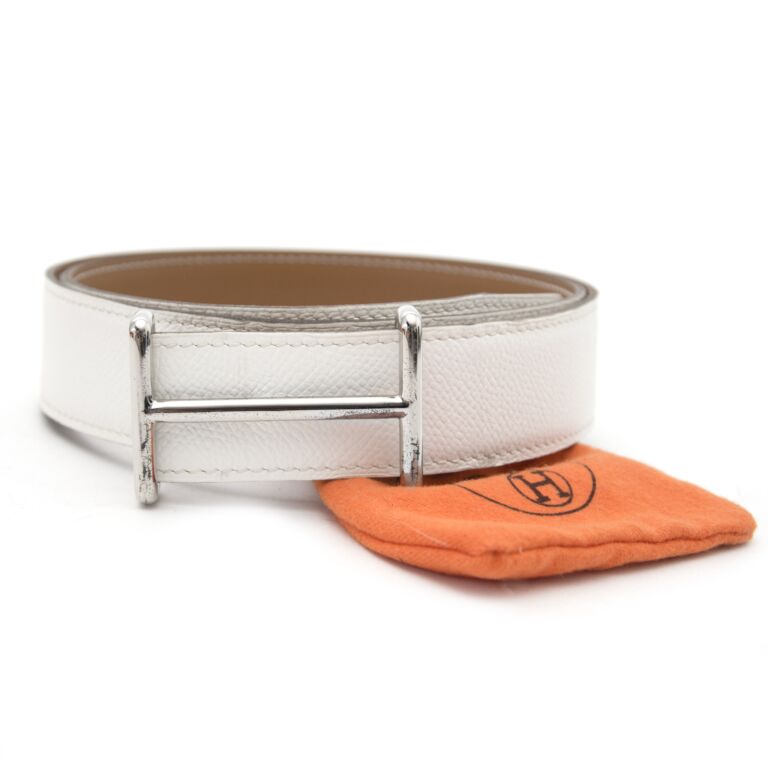 Hermès Reversible White/Gold H Buckle PHW Belt ○ Labellov ○ Buy