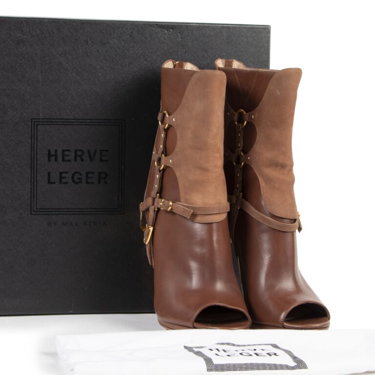 Herve Leger Brown Alyn Day Boots Size 40 Labellov Buy and