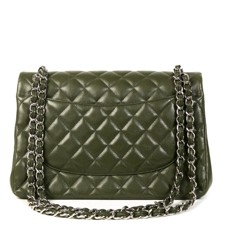 Chanel, Olive Green Calfskin Classic Double Flap