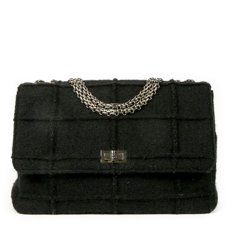 Chanel Crocodile Reissue 2.55 Satin 227 Flap Bag Black - Allu USA