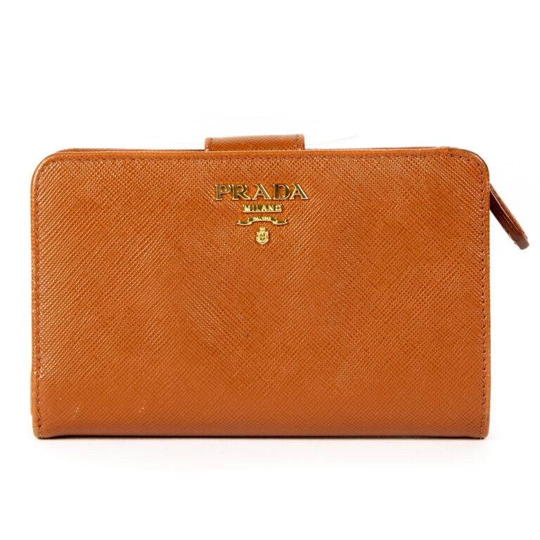 Prada Orange Wallet Lampo Rame Labellov Buy and Sell Authentic Luxury