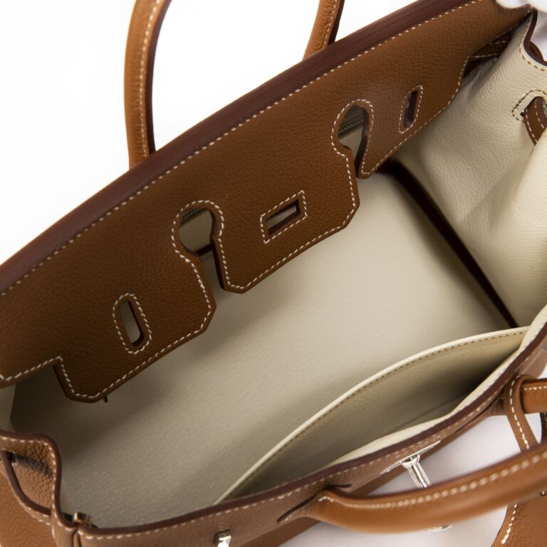 Hermes Craie Togo PHW Birkin 25 Handbag