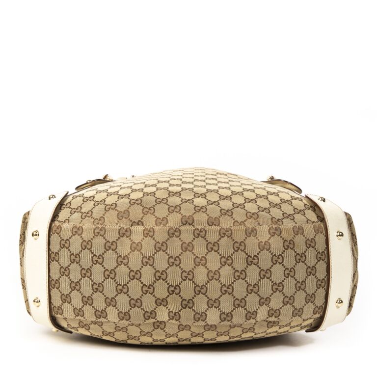 Gucci Pelham Logo Monogram Canvas Braided Leather Shoulder Purse Bag