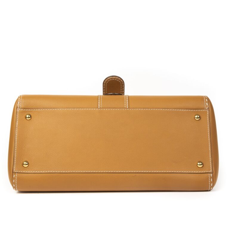 Delvaux Brown Leather Mini Brillant East/West Top Handle Bag