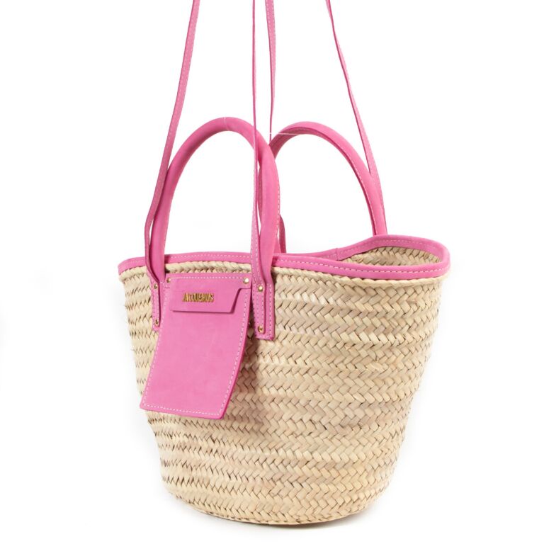 Jacquemus pink straw on sale bag
