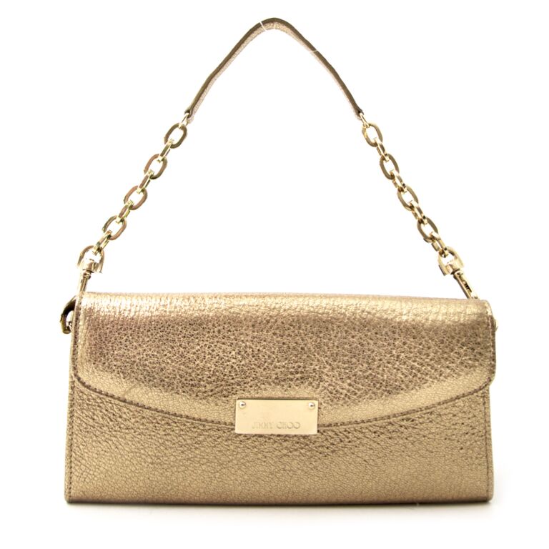 Jimmy Choo Riane Gold Clutch Labellov Buy and Sell Authentic Luxury
