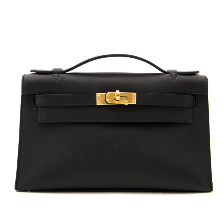 Hermès Kelly Pochette Black Swift GHW - Klueles