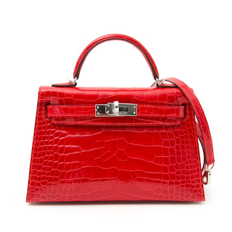 Hermès Kelly Mini II Geranium Shiny Alligator PHW ○ Labellov