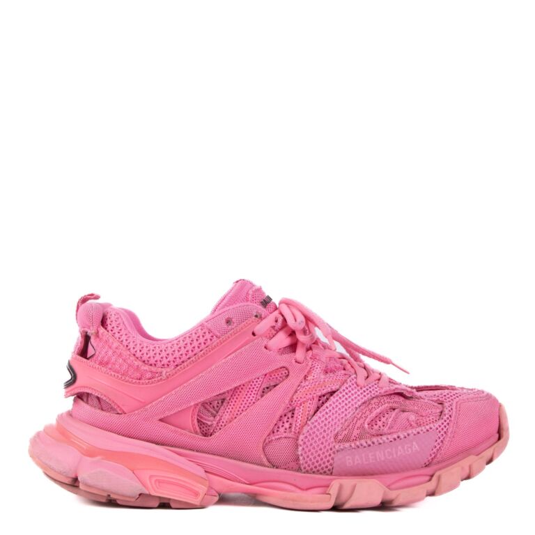 Balenciaga Fluo Pink Mesh Track Sneakers Size 42 Labellov