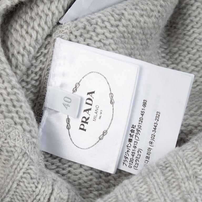 Prada Marble Grey Wool And Cashmere Crew-Neck Sweater - Size