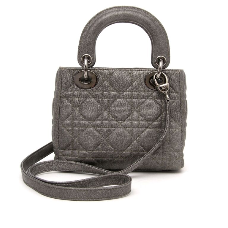 Dior Silver Grey Lady Dior Mini ○ Labellov ○ Buy and Sell