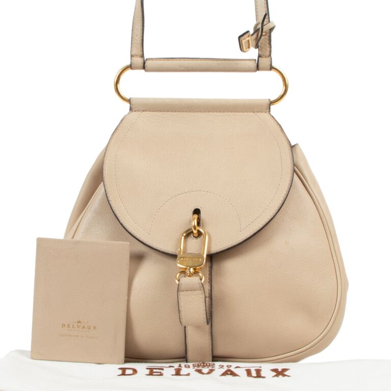 Delvaux Beige Grained Leather Cerceau PM Crossbody Bag ○ Labellov