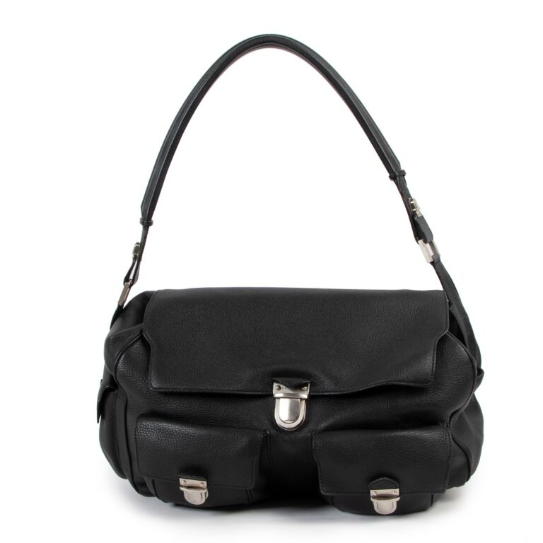 Delvaux Black Coquin Poches Shoulder Bag Labellov Buy and Sell ...