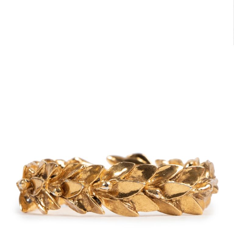 Vintage YSL Gold Link Bracelet with Rhinestone - felt