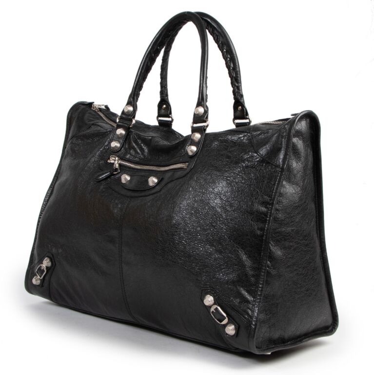 美品　BALENCIAGA Giant City 2way Bag Black Balenciaga Handbag 2way Giant City Leather Black Balenciaga
