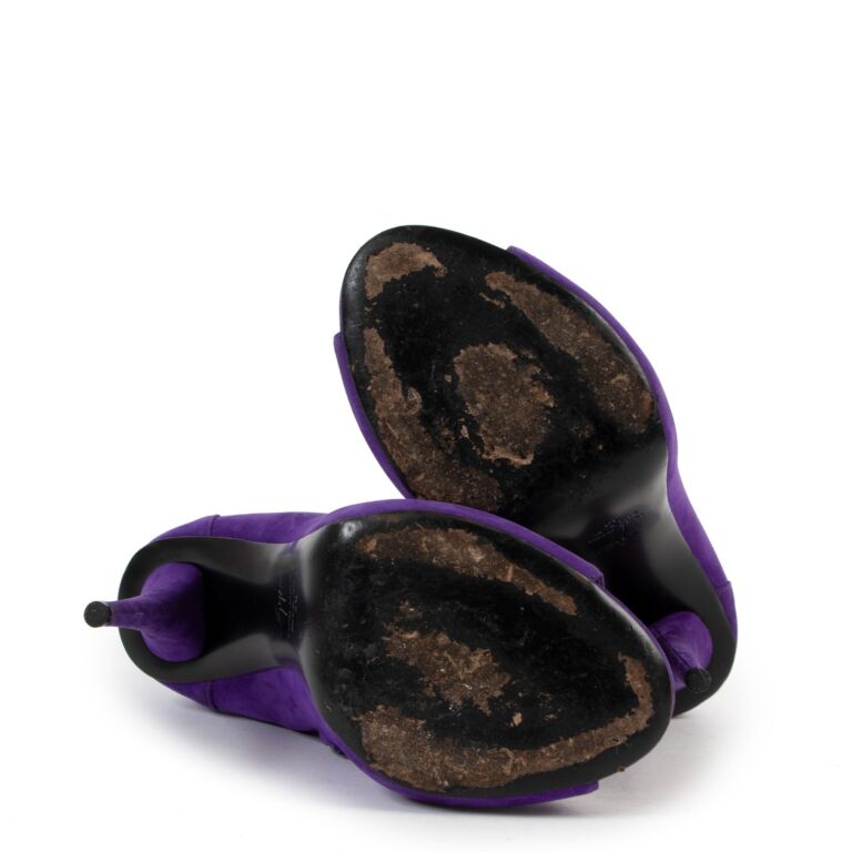 Giuseppe Zanotti Purple Pyramid Stud Peep-toe Ankle Boots