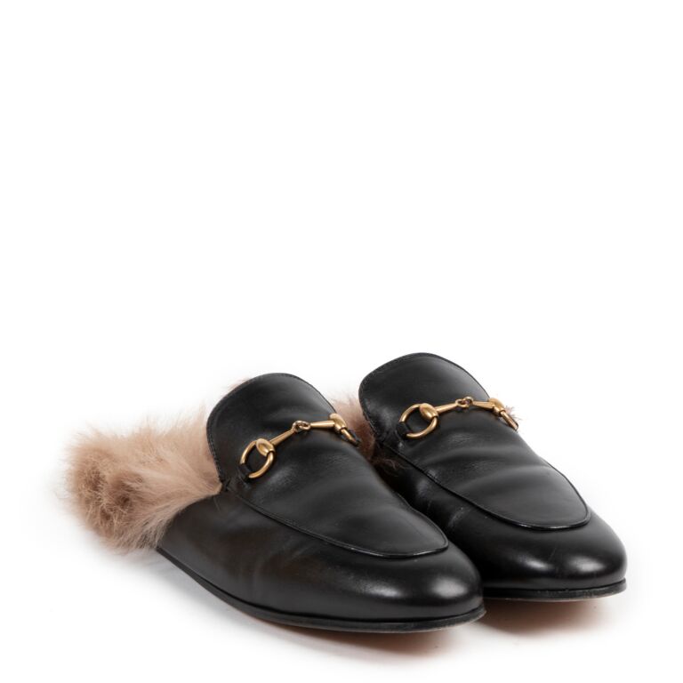 Gucci Black Princetown Fur Loafers ○ Labellov ○ Buy and Sell