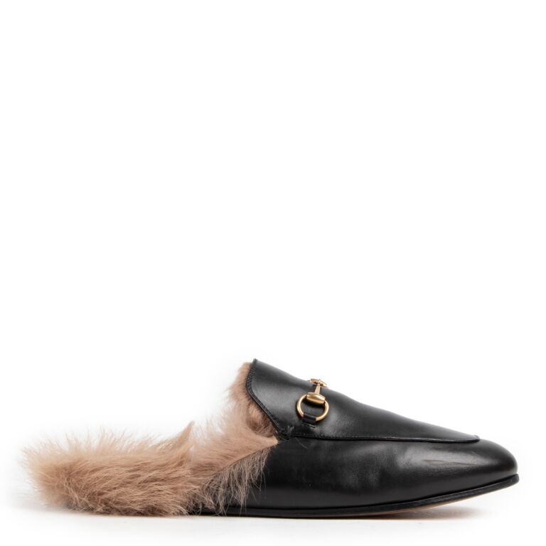 Gucci Black Princetown Fur Loafers Labellov Buy and Sell